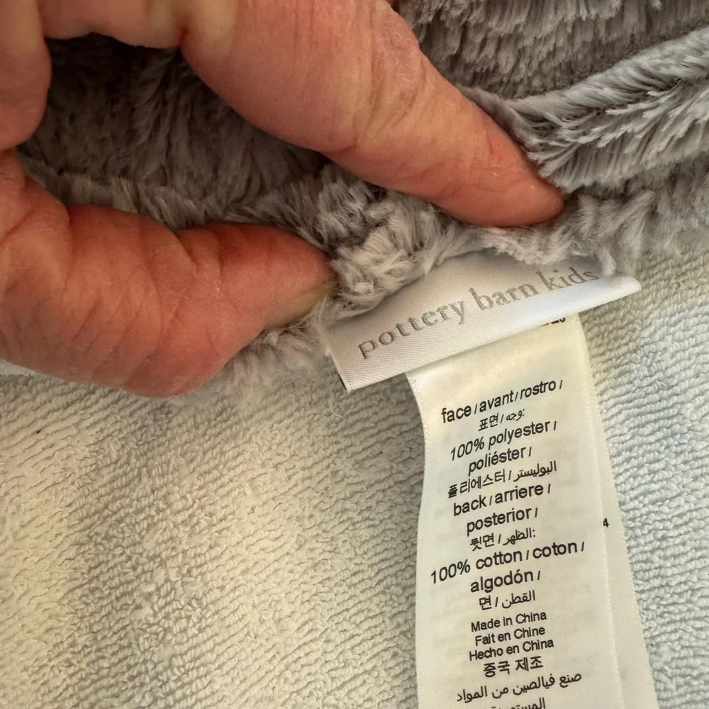 Pottery Barn Kids Elephant Faux Fur Hooded Baby Towel Gray Plush